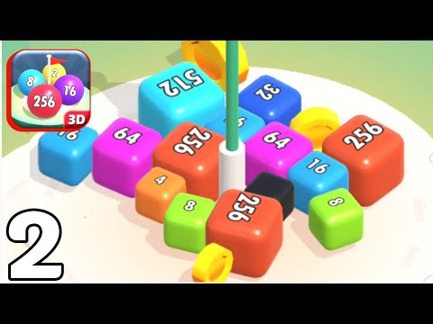 Merge Blocks 3D - 2048 Number Puzzle  || Unlock Lvls 256,512,1024 || Gameplay Walkthrough Part 2