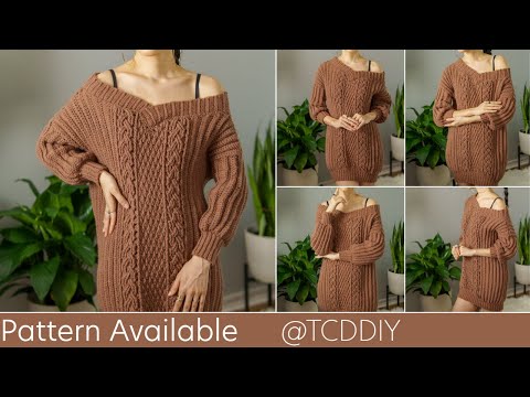 , title : 'How to Crochet: Cable Sweater Dress | Pattern & Tutorial DIY'