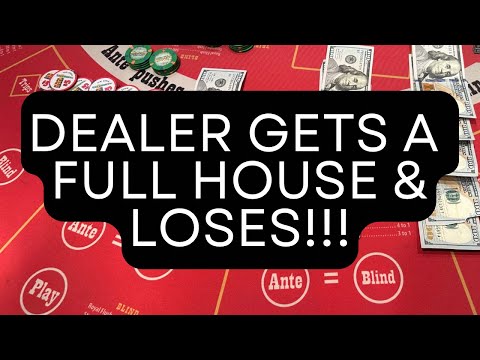 ULTIMATE TEXAS HOLD 'EM in LAS VEGAS! DEALER GETS A FULL HOUSE & LOSES! 🍀