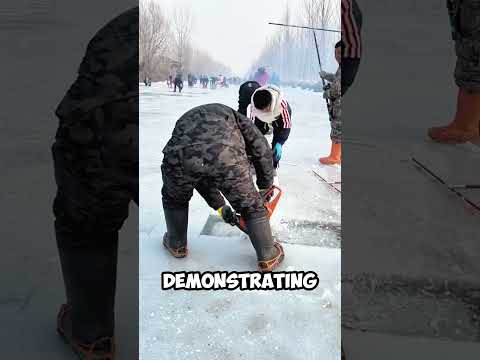 Ice Fishing Frenzy! Who Will Catch the Biggest Fish? 🎣❄️🏆 #shorts
