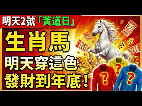 生肖马注意！明天2號，農曆十一月十四是「金匱黃道日」，你穿這顏色必發財！天天發財到年底！#生肖馬 #屬馬 #生肖馬2026運勢 #招財顏色 #五行穿衣 #2026屬馬運勢 #幸運顏色 #穿衣顏色