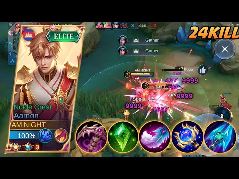 24 KILLS AAMON BEST BUILD ONE HIT - TOP GLOBAL AAMON GAMEPLAY 2022  - MOBILE LEGENDS