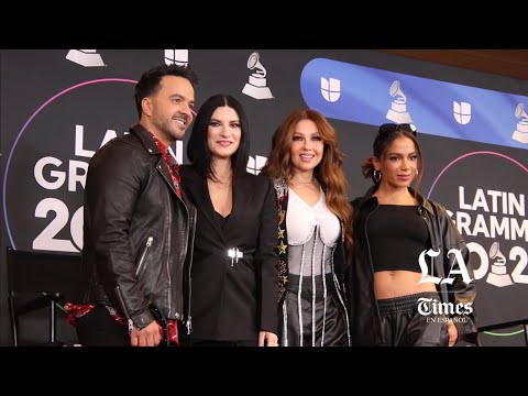 Anitta, Thalía, Laura Pausini, and Luis Fonsi conference