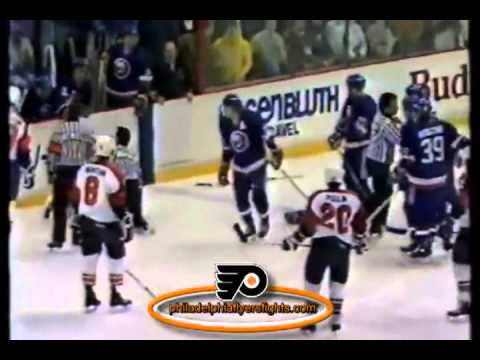 090 Feb 19, 1989 Brad Dalgarno vs Craig Berube New York Islanders vs Philadelphia Flyers