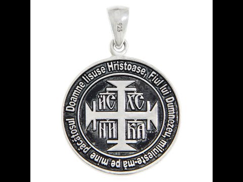 Pandantiv 2 cm Argint 925 - IC XC NI KA Iisus Hristos Invinge cu Rugaciunea Inimii