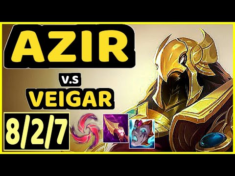 AZIR vs VEIGAR - 8/2/7 KDA MID GAMEPLAY - BR Ranked GRANDMASTER