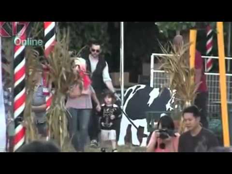 Christina Aguilera with Max and Matt at Mr. Bones Pumpkin Patch