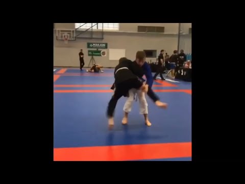Teenage fight Brazilian jiu jitsu competition bjj gold medal rear naked choke and Kimura submission