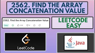YouTube video 'Leetcode | 2562. Find the Array Concatenation Value | Easy | Java Solution'