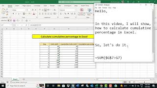 Calculate cumulative percentage in Excel