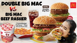 REVIEW DOUBLE BIG MAC, MCFLURRY ES CAMPUR MERAH DELIMA, BIG MAC BEEF RASHER, CHEESE BURGER FRIES MCD