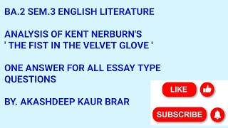 B.A2 Sem3 Analysis of&#39; The Fist in a velvet Glove&#39; by Kent Nerburn 
