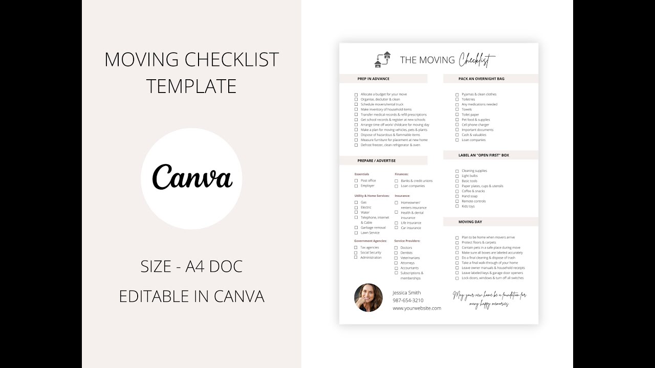 Editable Moving Checklist Template For Real Estate