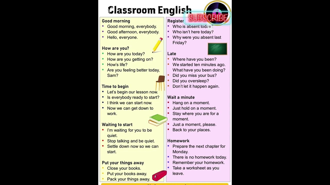 Classroom English Language For Students: +100 Classroom Phrases #english #phrases #classroom #shorts