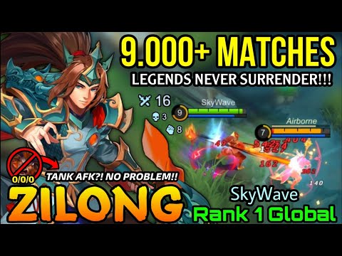 LEGENDS NEVER SURRENDER 9K Matches Zilong Carrying AFK Teammate - Top 1 Global Zilong SkyWave - MLBB