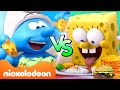 Who Makes Tastier Food SpongeBob Vs Smurfs 60 Minute Compilation Nicktoons