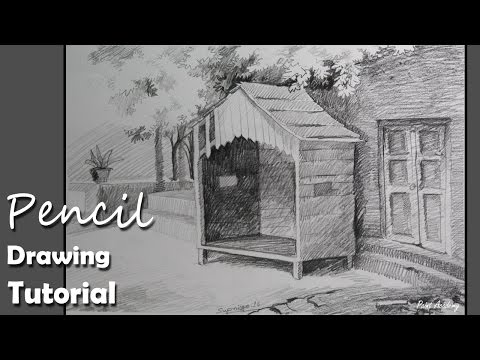 Mountains and Pine Tress Watercolor Pencil Landscape Drawing | steps to follow