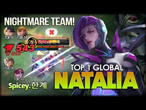 5 Top Global in Same Team? Welcome to Your Nightmare! Spicey.한계 Top 1 Global Natalia - MLBB