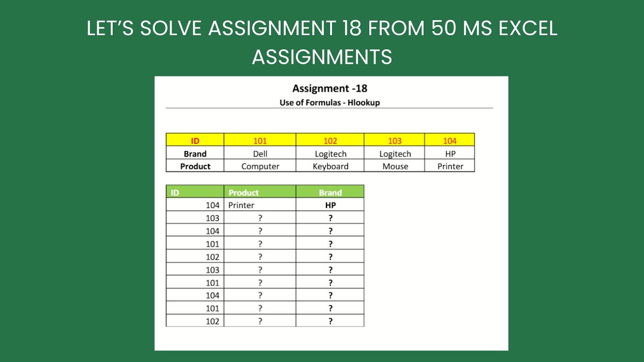 Assignment 18 - Let’s solve Assignment 18 from 50 ms excel assignments