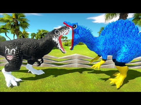 CARTOON CAT T-REX vs HUGGY WUGGY vs SPIDERMAN GORO DEATH RUN - Animal Revolt Battle Simulator