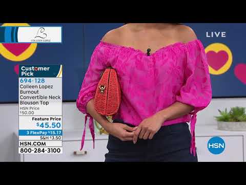 Colleen Lopez Burnout Convertible Neck Blouson Top