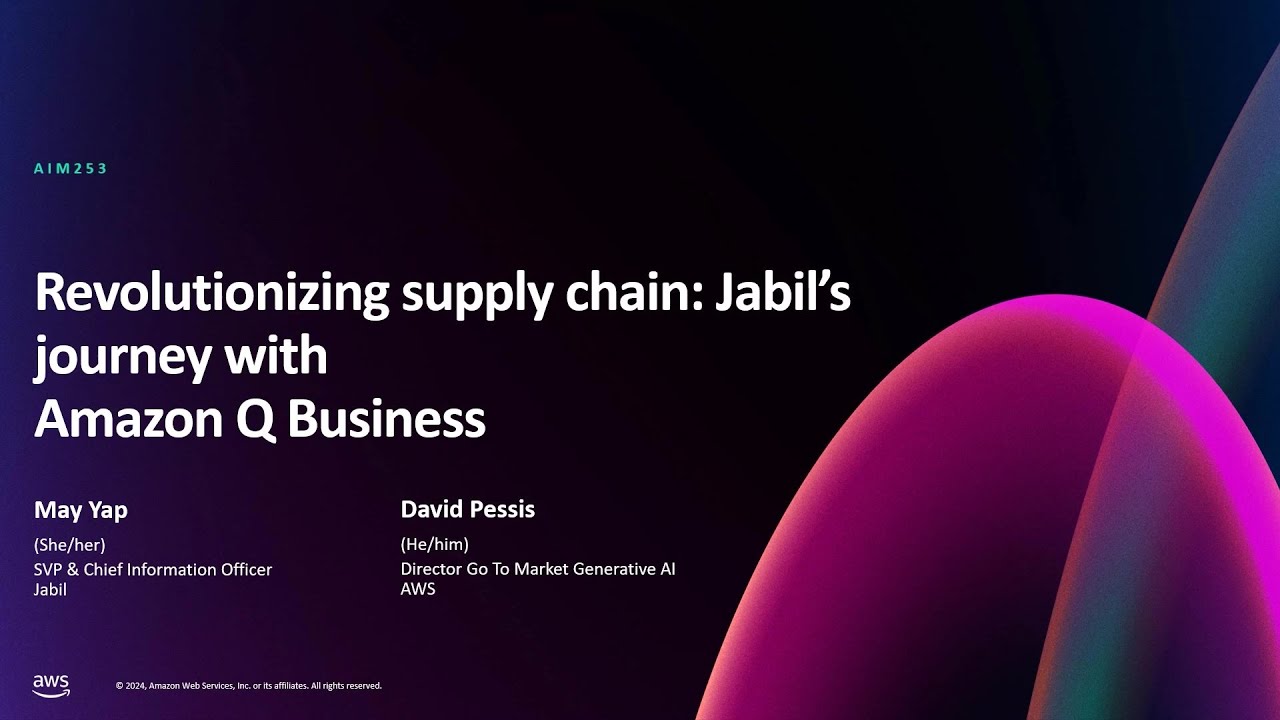 AWS re:Invent 2024 - Revolutionizing supply chain: Jabil's journey with Amazon Q Business (AIM253)