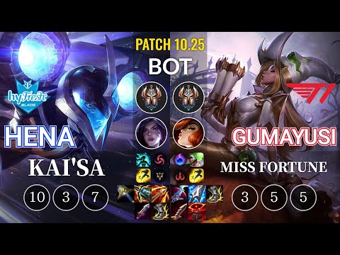 hyF Hena Kai'Sa vs T1 Gumayusi Miss Fortune Bot - KR Patch 10.25