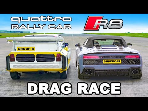 Audi R8 v Quattro Rally Car: DRAG RACE