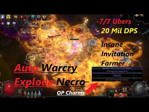 Auto Warcry Explode Necromancer Guide - 7/7 Ubers and Fast Mapper 3.23 Affliction [Path of Exile]