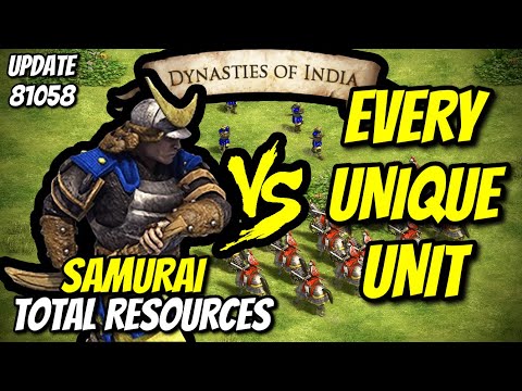 (UPDATE 81058) ELITE SAMURAI vs EVERY UNIQUE UNIT (Total Resources) | AoE II: DE