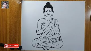 how to draw lord buddha easy line drawing,easy line art
