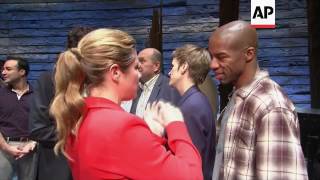 Justin Trudeau meets 'Come from Away' cast members after the show