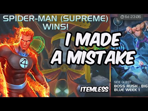 Itemless Boss Rush: Big Blue Week 1 - Human Torch, Spider-Ham & Silk - Marvel Contest of Champions