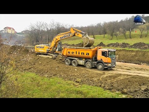 LIEBHER 944 Excavator & Volvo, Scania and Roman Diesel Truck in Action in Oradea [Autumn Edition]