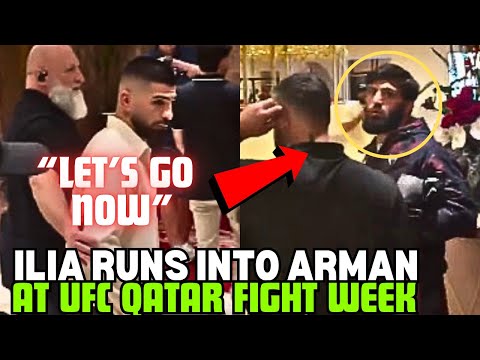 Ilia Topuria RUNS Into Arman Tsarukyan Face To Face At UFC Qatar (FULL VIDEO)