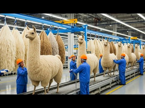 Inside a High-Tech Llama Wool Factory | From Raw Fiber to Luxury Winter Clothing (Full Process)
