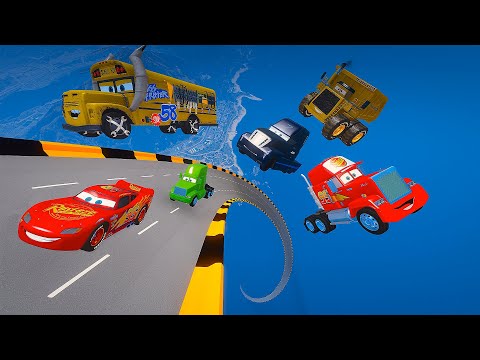 Cars Sky Spiral Ramp - Lightning McQueen & Friends Truck Mack Miss Fritter Colossus Gale Mr. Drippy