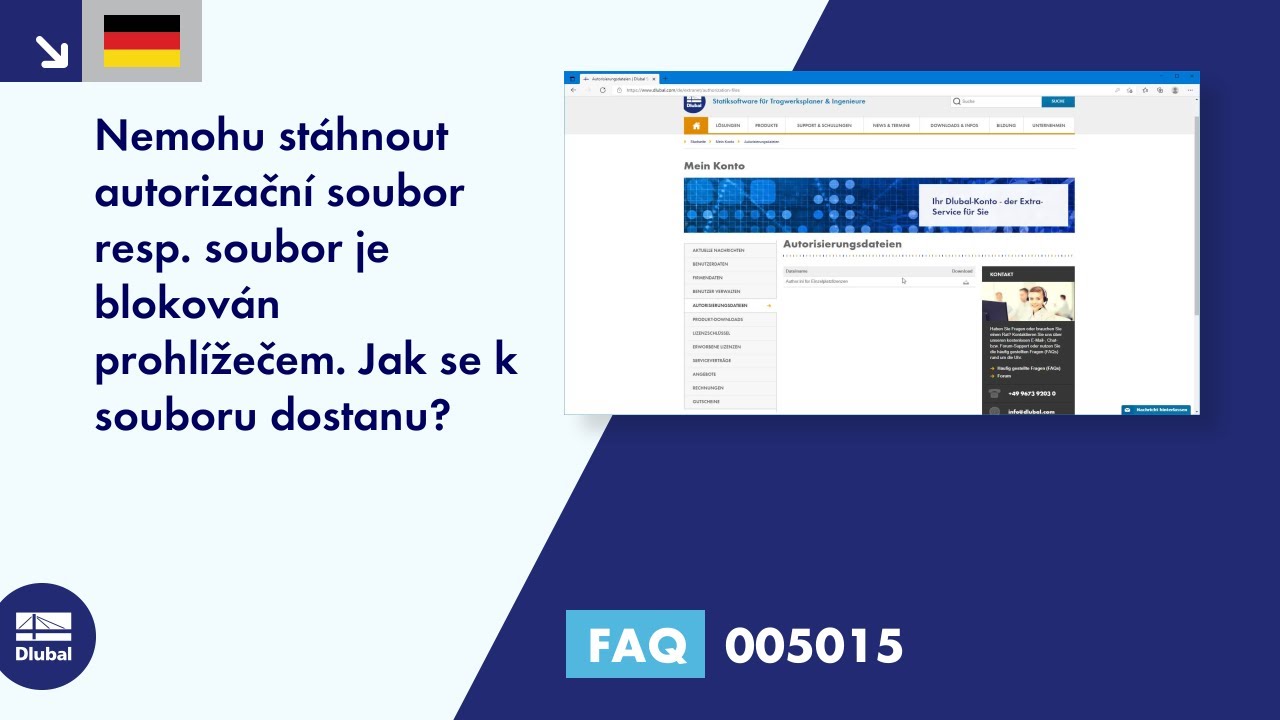 FAQ 005015 | Nemohu stáhnout autorizační soubor resp. soubor je blokován prohlížečem.