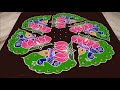 Peacock rangoli 15x8 dots | Sankranthi special chukkala muggulu | Traditional lotus flower rangoli