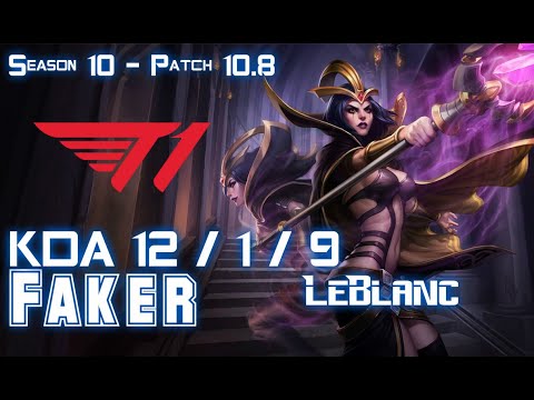 T1 Faker LEBLANC vs GALIO Mid - Patch 10.8 KR Ranked