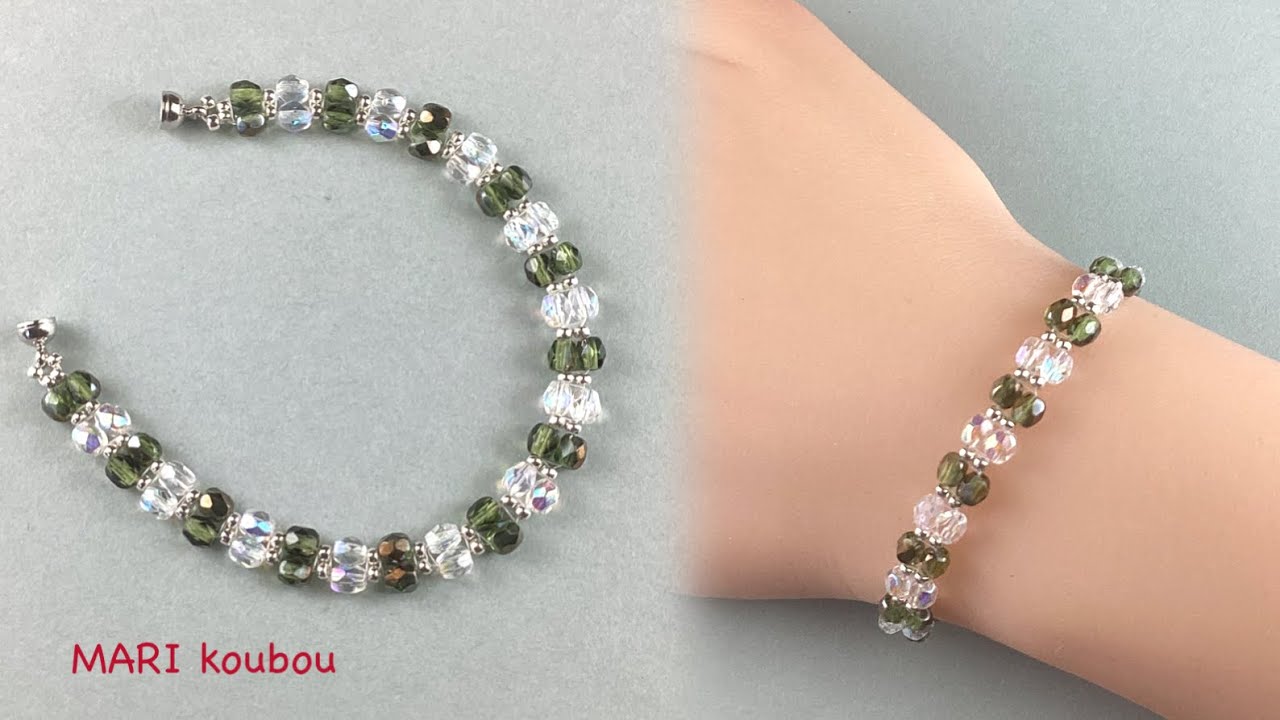 2カラーのビーズブレスレット//Two-color beaded bracelet