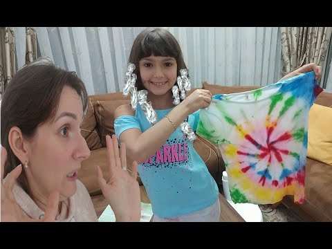 Elif'in Saçını boyadık, Tattoo yaptık, Tshirt'ünü gökkuşağı yaptık. Elif ile Eğlenceli Video Video