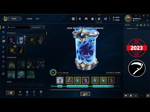 25x 2022 Worlds Winners capsules opening (slow) - League Of Legends