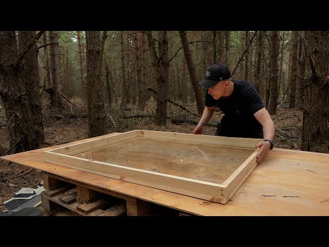 Framed cabin in the woods, Single-pane window from improvised means