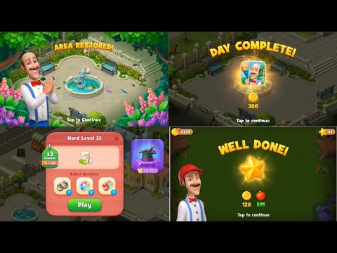 "How to Beat Gardenscapes Hard Level 25 Without Boosters | Area 1 Complete