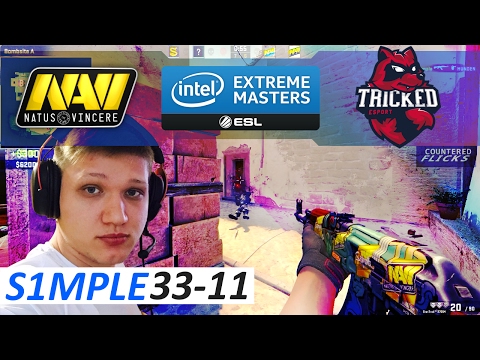 s1mple POV 33-11 / NaVi vs. Tricked [Mirage] CS:GO IEM Katowice 2017 EU Closed Qualifier