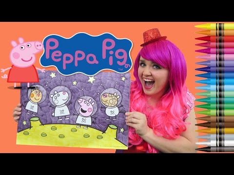 Coloring Peppa Pig in Outer Space JUMBO Coloring Page Crayola Crayons | KiMMi THE CLOWN Video