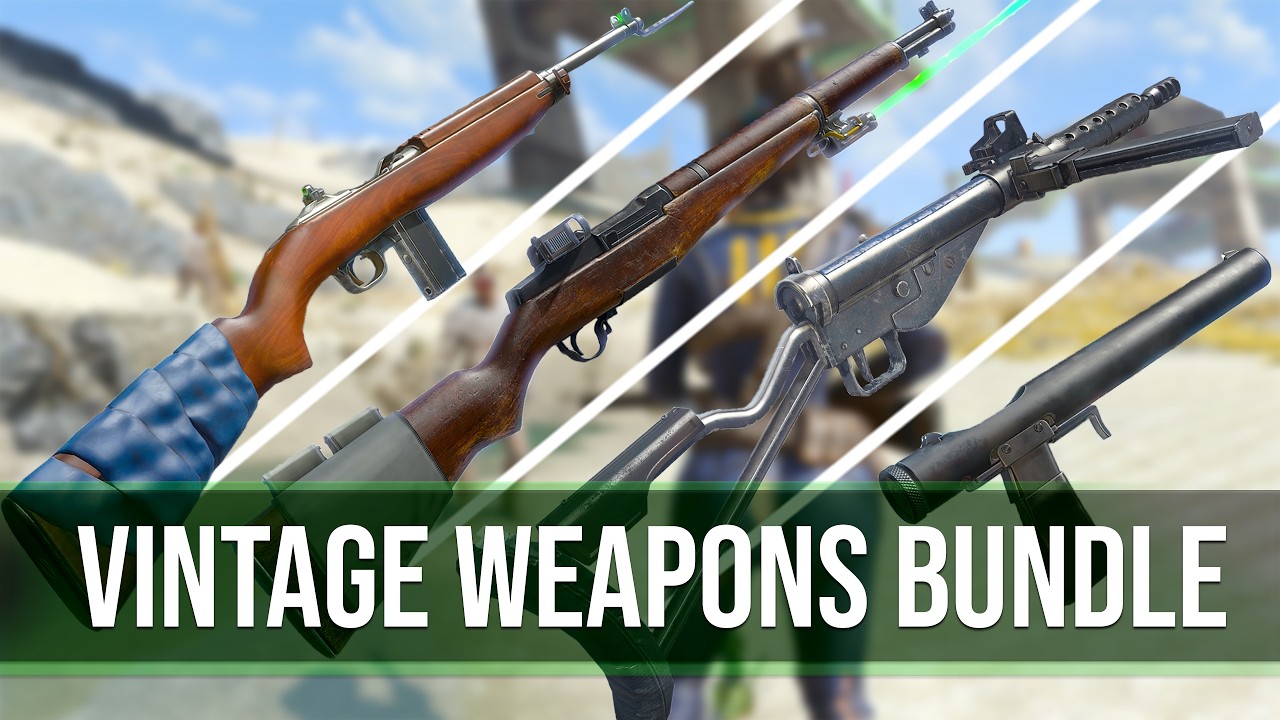 Fallout 4 - Vintage Weapons Bundle - M1 Carbine - M1 Garand - Sten - Welrod