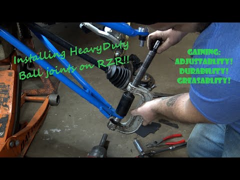 Installing Adjustable And Greasable Heavy Duty Ball Joints In A RZR!!