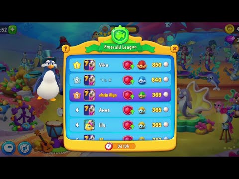 @Fishdom Hard Level 10405. Got 3rd Place in Emerald League 🏆
